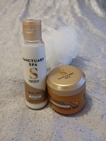 Sanctuary Spa Signature Body Lotion 75ml) And Body Butter (75ml) With Body Puff