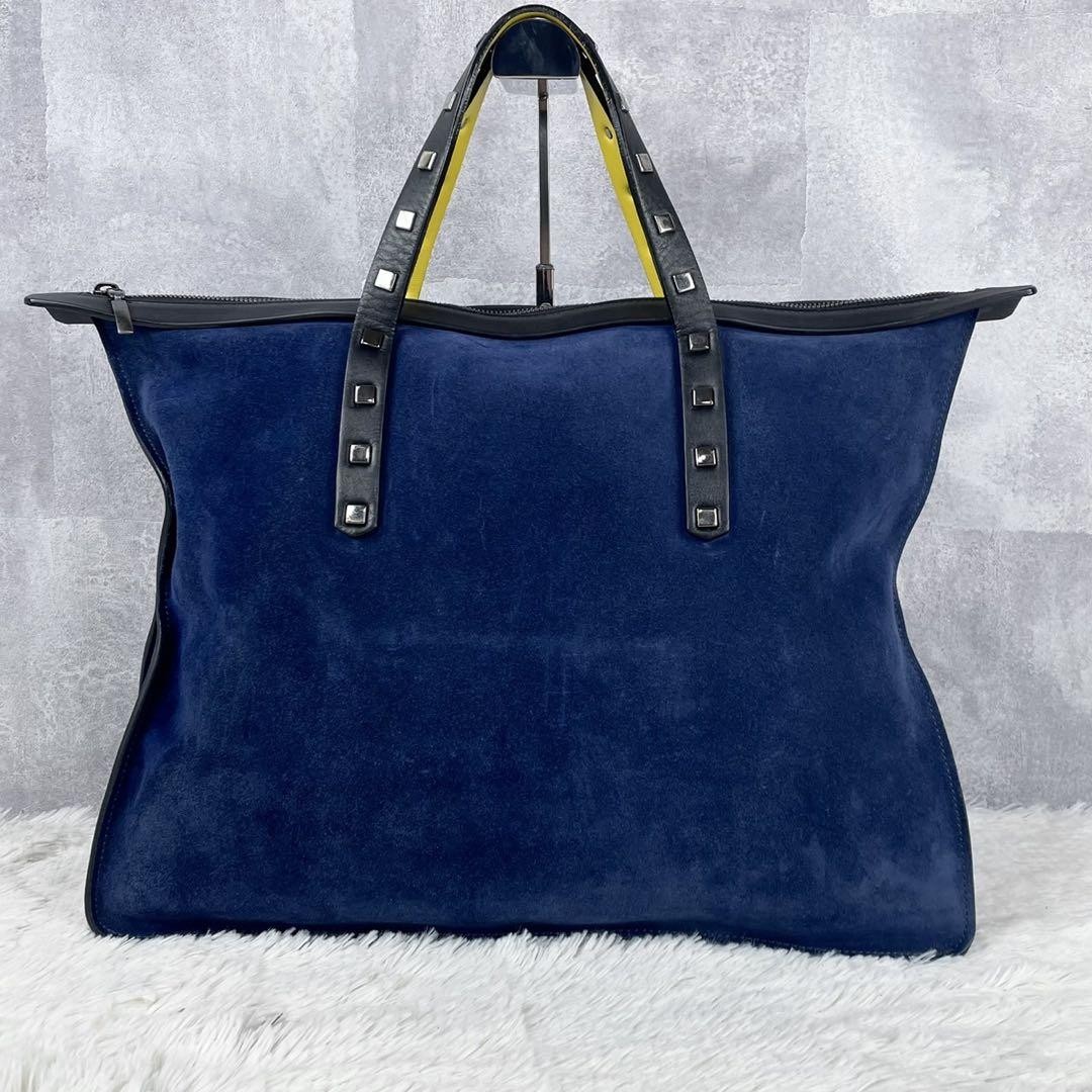 JIMMY CHOO Suede Tote Bag with Studs Embossed Logo Zipper JIMMY CHOO Suede Tote Bag with Studs Embossed Logo Zipper