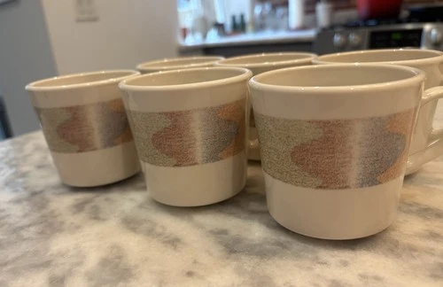 Vintage 1970s Corelle Impressions “Mirage” small mugs/teacups Set of 6 