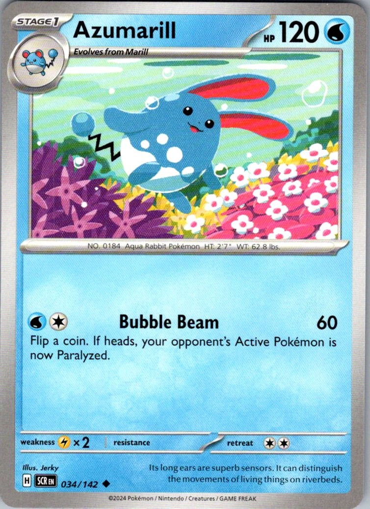 Azumarill Stellar Crown 34/142 Uncommon Pokemon Near Mint