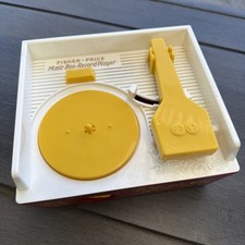 Fisher-Price Toy Record Player Music Box w/ 5 Color Plastic Records - Works