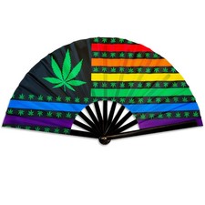 Rainbow MJ Hand Fan LGBTQ X-Large Folding Fan Rainbow Pride LGBTQ Accessory