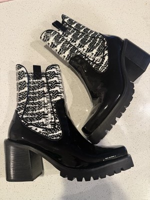 Jeffrey Campbell Snake Skin Patent Leather Grunge Chunky Heel Booties 8.5W Elkin