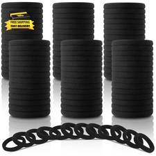 120PCS Black Hair Ties for Women Girls, Elastic Ponytail Holders, Cotton Seamle