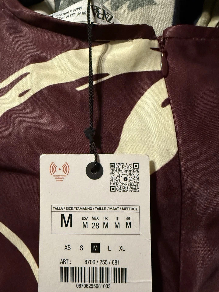 Nuevo con etiquetas Vestido Zara Floral Granate Cuello Alto Manga Larga Talla m Foto 4 de 4