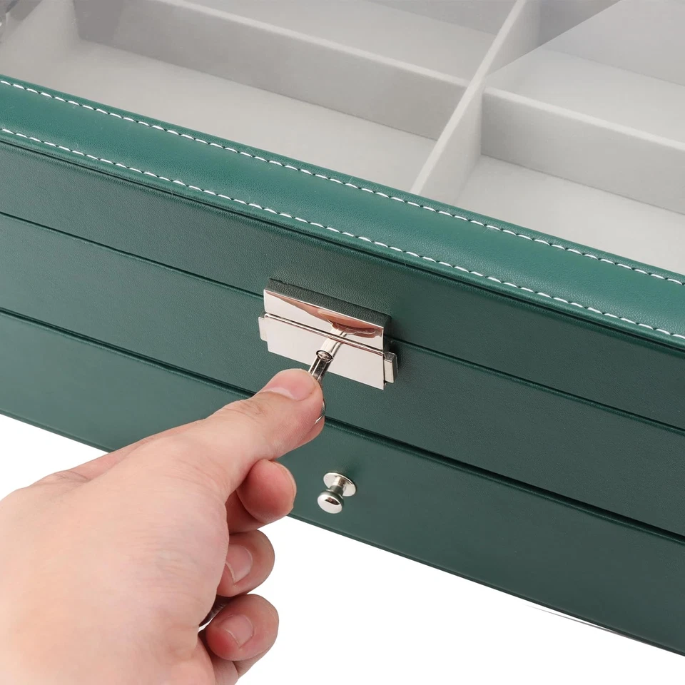 MAHIONG 12 Ranuras Gafas de Sol Almacenamiento Organizador Caja Cuero Gafas Bloqueables... Foto 3 de 4