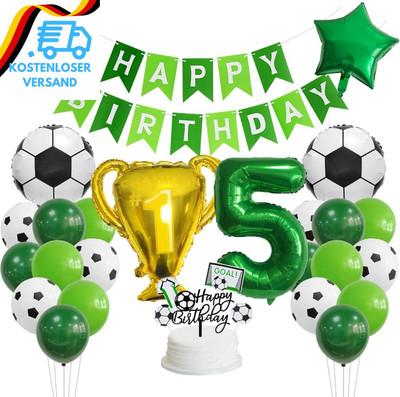 5 Jahr Fußball Geburtstag Dekorationen Set Happy Birthday Banner Zahl 5 Ballon C
