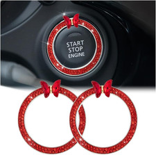 2PCS Bling Car Engine Start Stop Decoration Ring, Crystal Rhinestone Auto Push S
