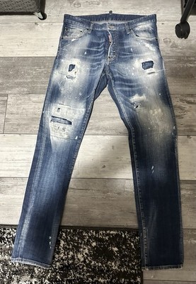 Dsquared2 Distressed Slim Fit Straight Denim Button Logo COOL GUY JEANS