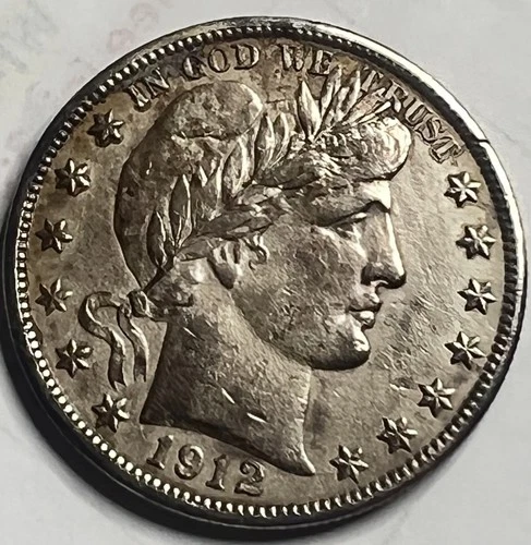 1912-S Barber Half Dollar VF/XF Better Date 90% Silver Nice Detail