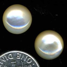 Mother of Pearl Shell One Pair 10mm Round Cabochons