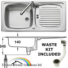 Rangemaster Euroline EL860 Single Bowl Kitchen Sink & Drainer Stainless Steel