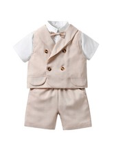 Toddler Kid Boys Wedding Formal Party Waistcoat Shirt Shorts Concert Clothes Set