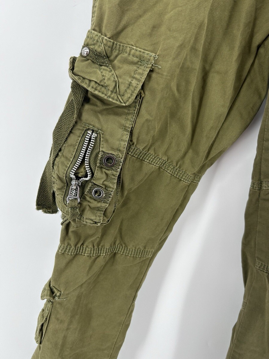 Japanese Junye Jeans Cargo Tactical Y2K Olive Green Pants Size 28