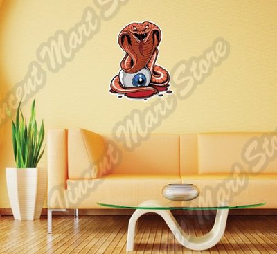 Red Cobra Snake Venom Eyeball Tattoo Wall Sticker Interior Decor 20''X25''