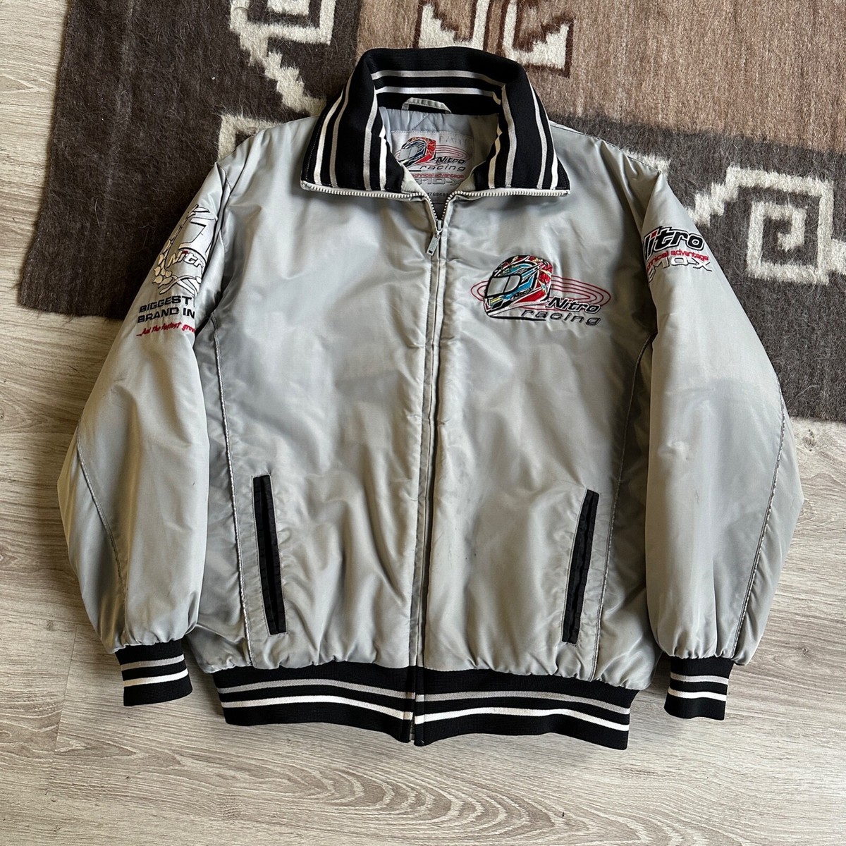 Nitro Racing N810-X Vintage Men's Silver Moto Jacket Size XL | eBay