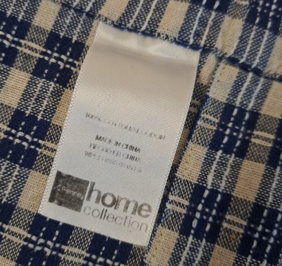 Blue Checked Gingham Curtain Panel JC Penney Plaid Country Farmhouse 61x36 - Image 4 of 4