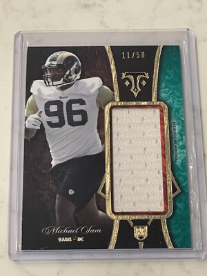 2014 Topps Triple Threads Rookie Jumbo Relic Emerald /50 Michael Sam JerseyRC