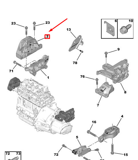 PEUGEOT 208 MK2 P21 Right Engine Mounting Bracket 9824342780 New  