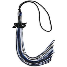 Endea Graduation Black/Royal Blue/White Mixed Color Tassel With Black Date Drop