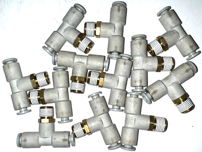 SMC SPORE PUSH-IN T-FITTING 4 TUBE SIZE 5/32''-27 THREAD 145 PSI LOT OF 12**