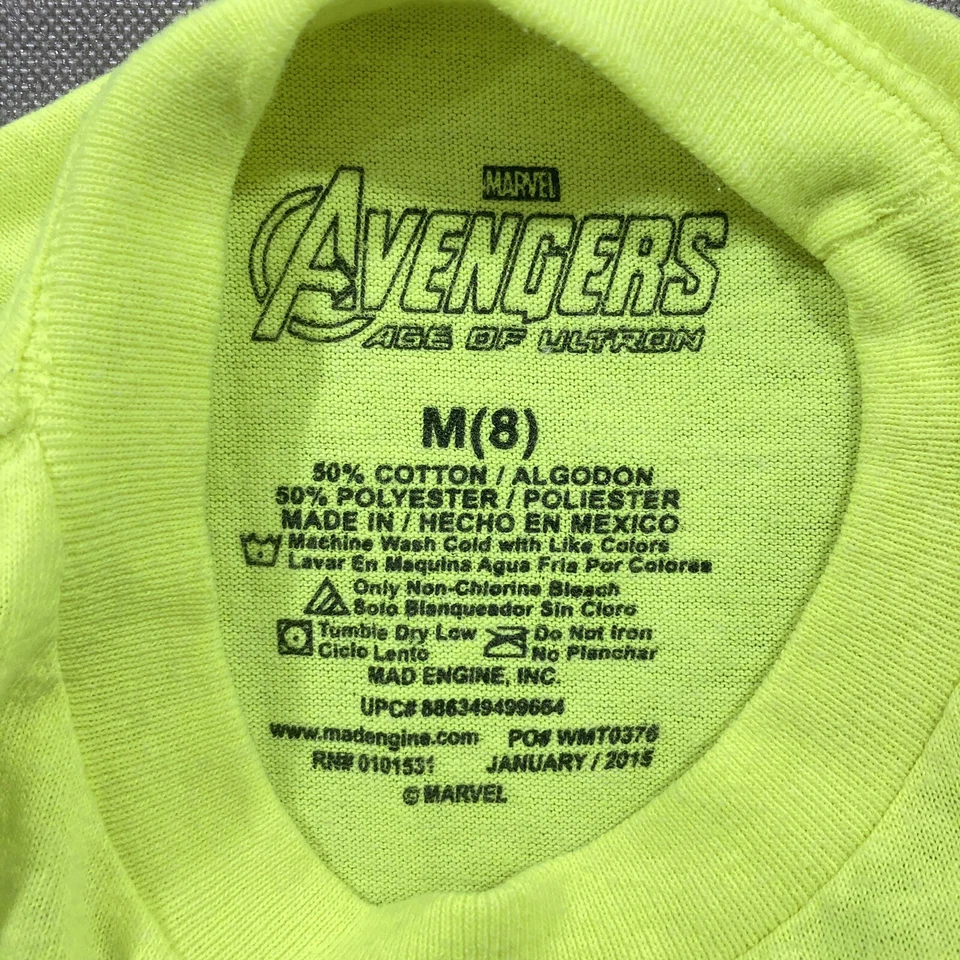 Avengers Age of Ultron Marvel Graphic T-shirt Youth M 8 Boys Neon Green - Изображение 2 из 4