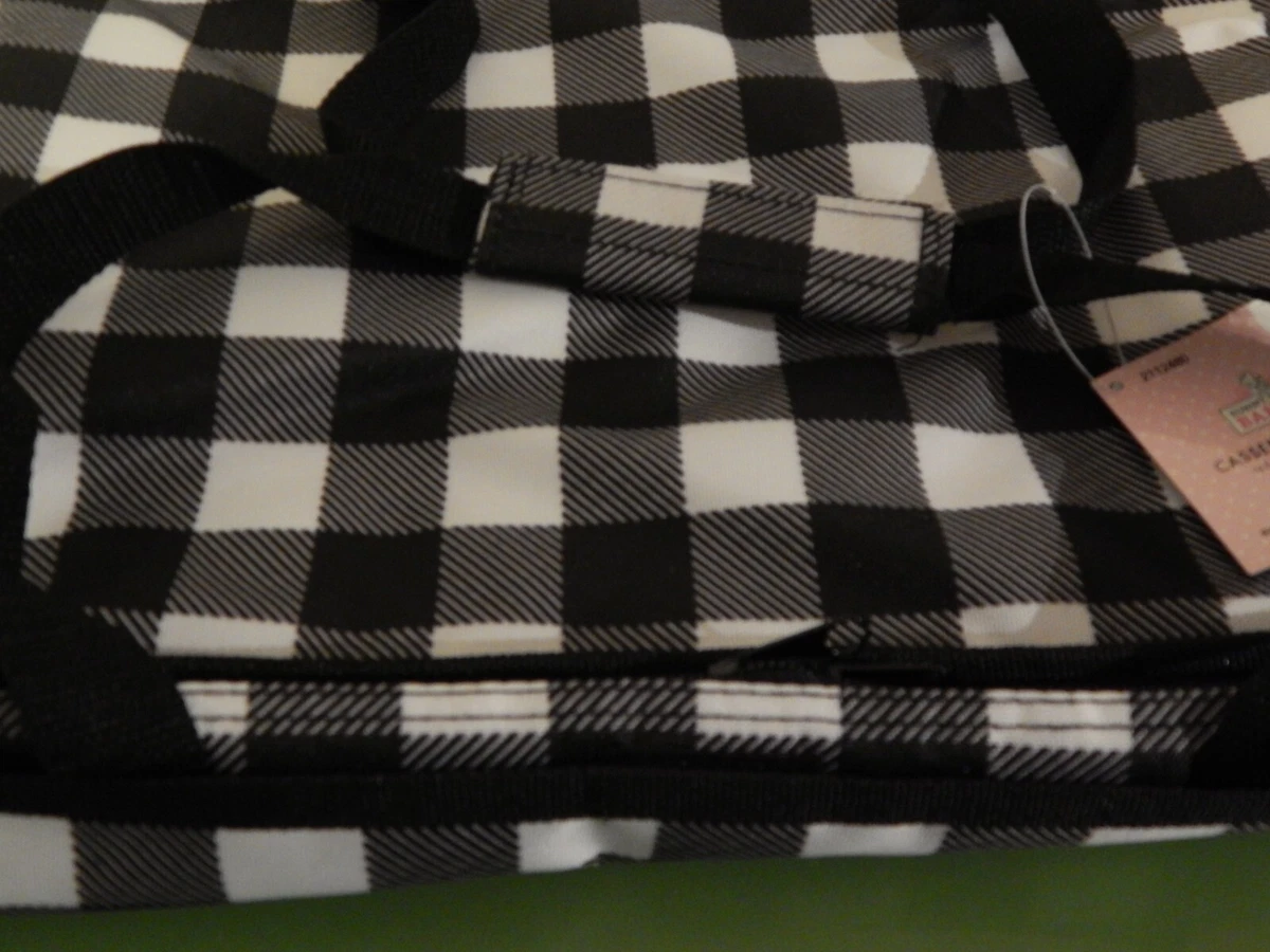 Sunny Side Up Bakery Black u0026 White Plaid Casserole Carrier/16.5 x 12.3 x 3  | eBay