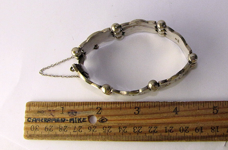 Vtg Solid Sterling Silver Bracelet Primitive Desi… - image 8