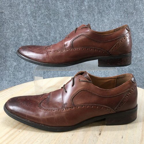ALDO Shoes Mens 12 Dress Wingtip Brogues Oxford Bown Leather Lace Up Comfort - Picture 2 of 16