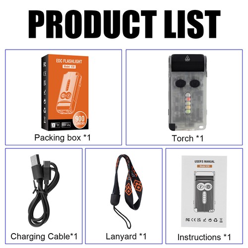 V30 Mini Pocket LED Flashlight Magnetic EDC Work Light Torch Rechargeable Lamp - Picture 21 of 21