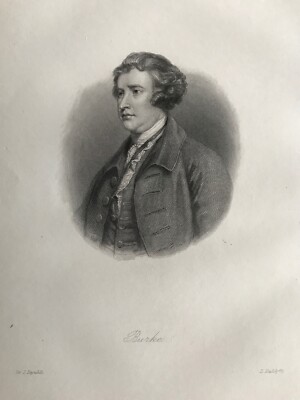 Antiker Druck von 1857; Edmund Burke nach Joshua Reynolds