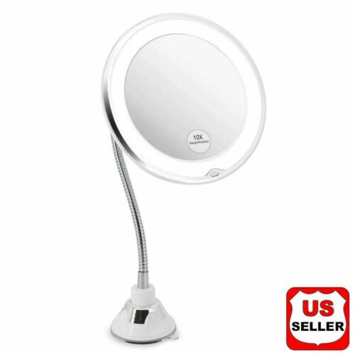 10X Gooseneck Magnifying Makeup Mirror Magnification Bathroom Mirror + LED Light - 第 1/8 張圖片