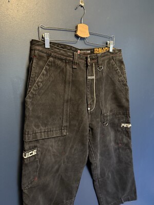 Vintage Y2K Barefox Nelly Pimp Juice Baggy Black Denim Pants Size 36