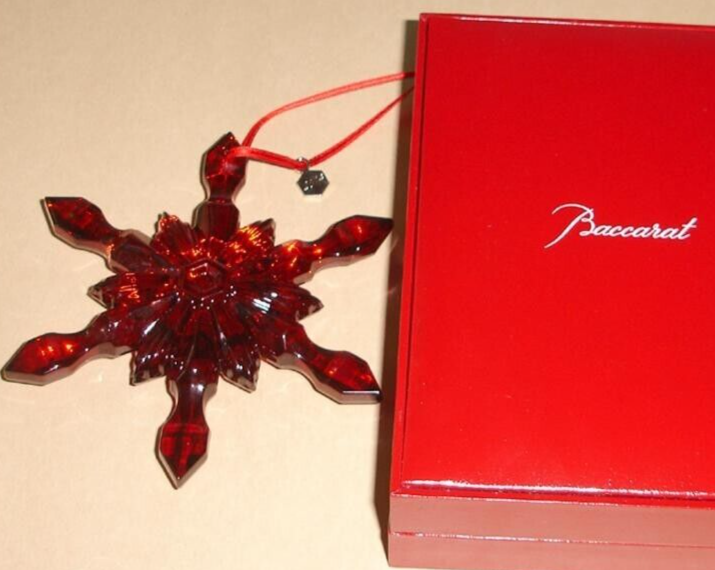 Baccarat Crystal Noel Snowflake Ornament Red Mirror 2014 #2808330