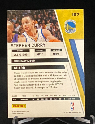 2010-11 Panini Season Update Card #167 Stephen Curry Golden State