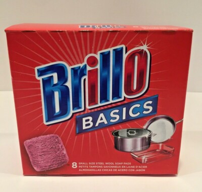 Brillo Basics 8 Small Steel Wool Soap Pads NIB Factory Sealed