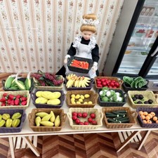 1:12 1/6 Scale Dollhouse Miniatures Kitchen Tiny Food Basket Fruit Vegetables