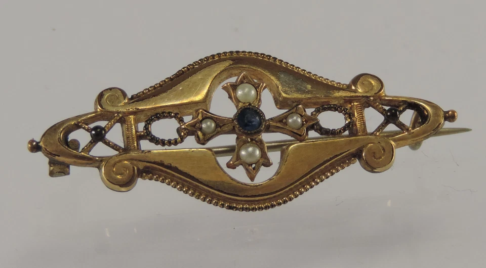 Brosche Mode Schmuck Antikschmuck Turmalin Perlenoptik Vintage - Bild 2 von 3