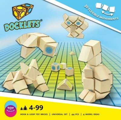 BELUGA Holzbaukötze Bausteine flexibles 3D Set DOCKLETS mit Klettverschluss ab 4 * NEU