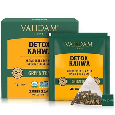 Vahdam Detox Kahwa Grüner Tee, 15 Teebeutel