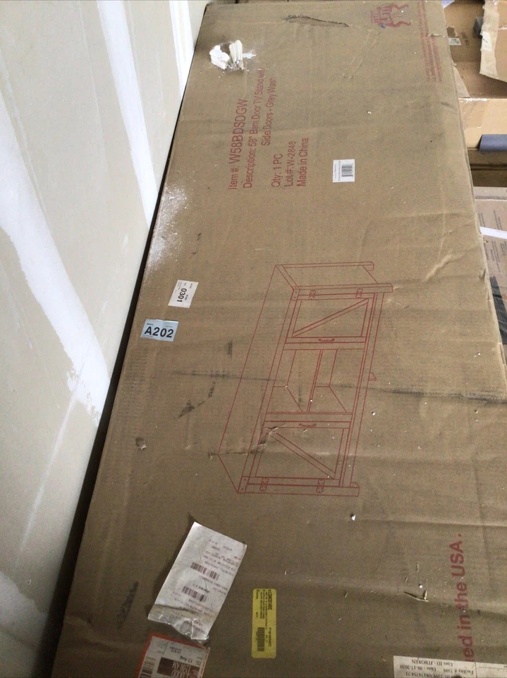 Soporte TV Puerta Granero 58" con Puertas Laterales - Gris Lavado Foto 3 de 3