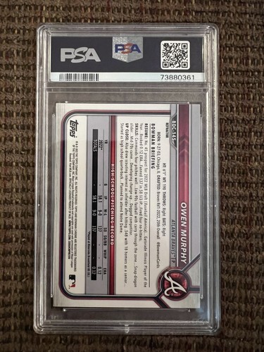 OWEN MURPHY PSA 9 REFRACTOR 1ST BOWMAN* 2022 Bowman Draft Chrome #BDC-145 - Picture 2 of 3