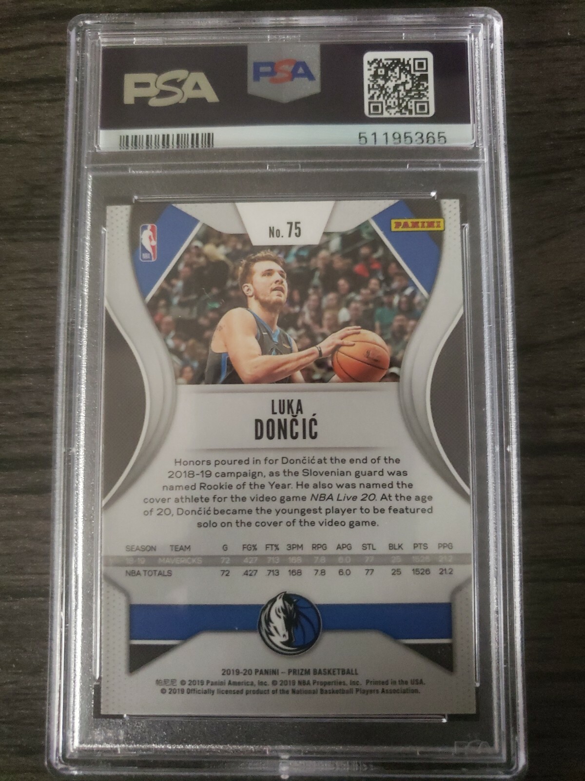 🔥 Luka Doncic 🔥 2019-20 Panini Prizm #75 Mavericks PSA 9 Mint 2nd year view 2