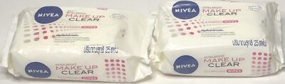 Nivea Extra Bright Make Up Clear Cleansing Wipes 25 Per Pack  (2 PKs In 1 Set)