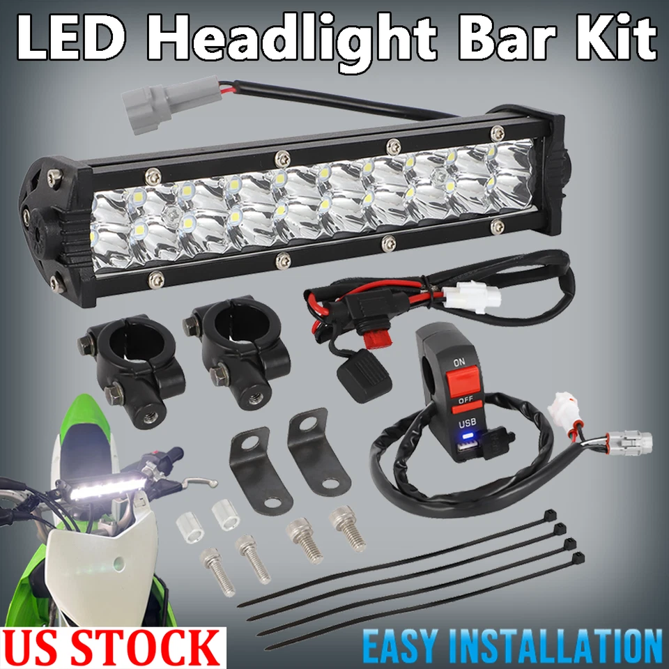 US Universal LED Headlight Light Bar Upgrade Kit For Dirt Bike Easy Installation Foto 2 de 4