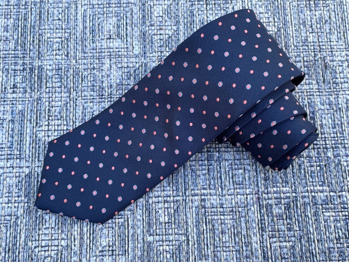 Vannotensa Men Tie Polka Dots Navy Blue Necktie Classic Length