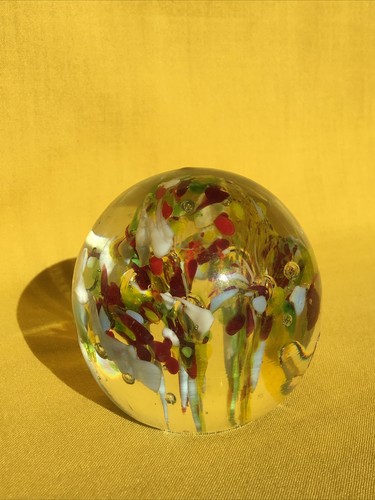 Vintage Colourful Lampwork Confetti Art Glass Paperweight Pontil Mark Unsigned - Picture 5 of 8