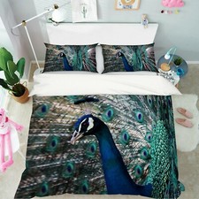 3D Green Peacock R104 Animal Bed Pillowcases Quilt Duvet Cover Queen King Zoe