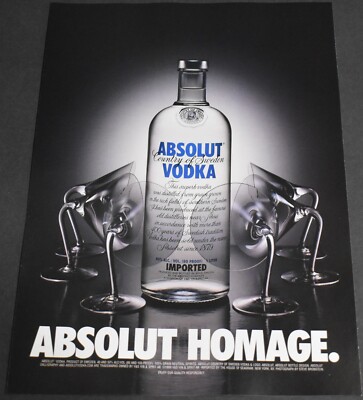 2000 Print Ad Absolut Vodka Homage Country Product of Sweden Art Glass Bottle