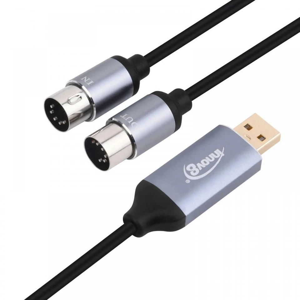  Cable convertidor de interfaz de entrada a salida MIDI de 5 pines para sintetizar teclado de música MIDI - Imagen 2 de 4